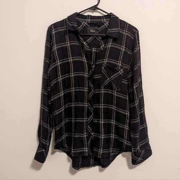 Rails Hunter Plaid Pocket Button-Down Shirt Black silver size small - Picture 4 of 10